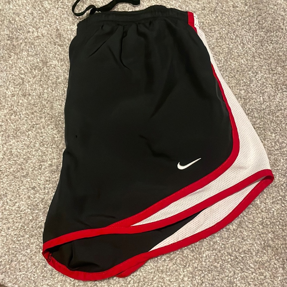 Black, red, and white womens nike shorts
